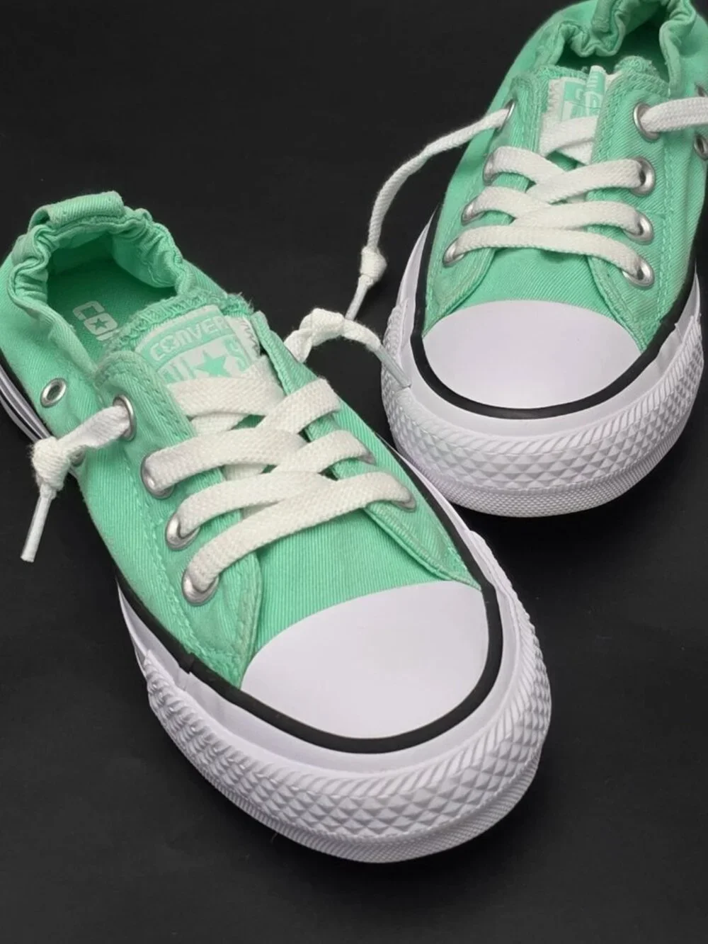 Converse Shoreline Elastic Back Canvas Mint Green Slip-On Sneakers Women's SZ 5 - Picture 2 of 12